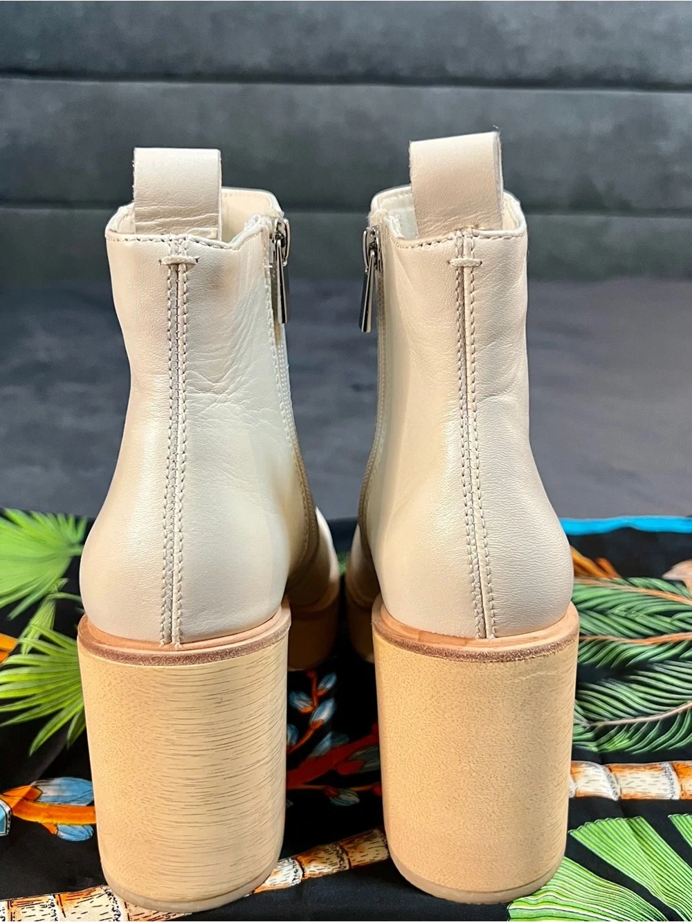Anthropologie Dolce Vita Cecile Cream Platform Leather Boho Chunky Boots 7